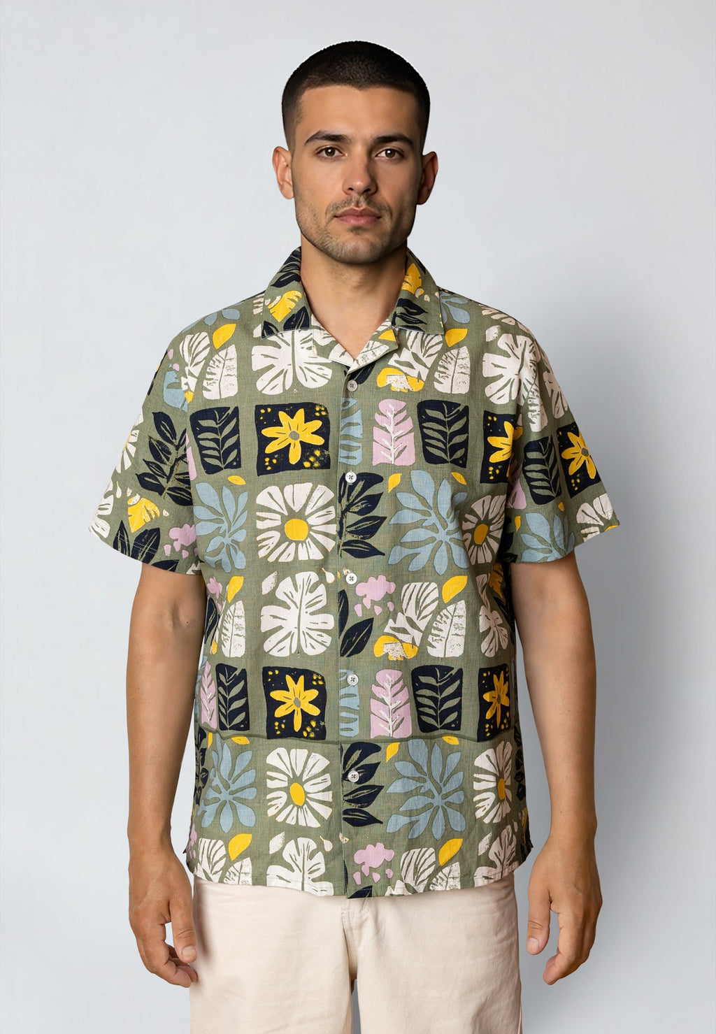 トップス echeveria Linen dot shirts OVY SEA COTTON/LINEN S/S SHIRT - Dusty Green – Urban Brands