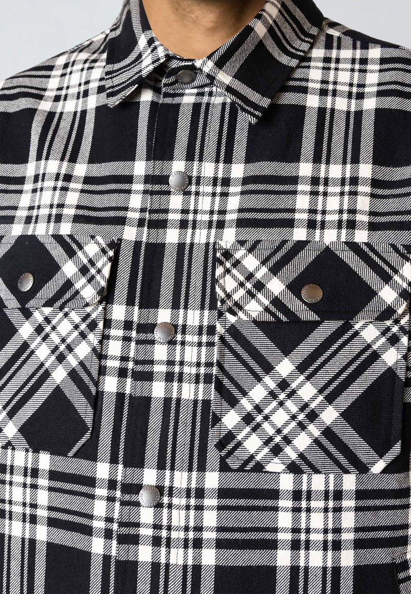 Fat Moose ADRIAN CHECKED COTTON SHIRT Overshirts Black/Ecru