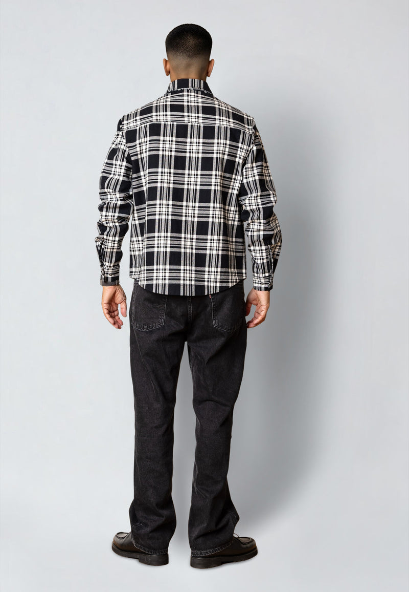 Fat Moose ADRIAN CHECKED COTTON SHIRT Overshirts Black/Ecru