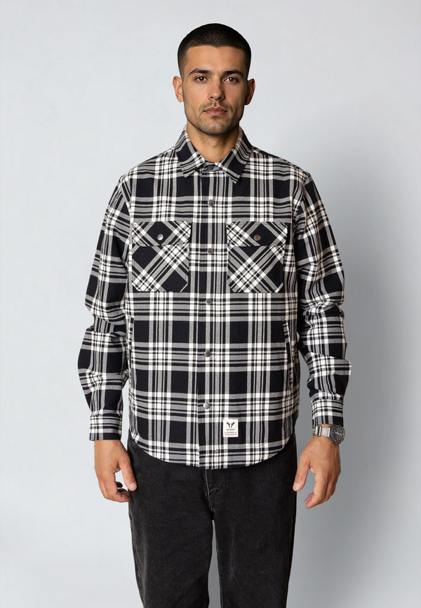 Fat Moose ADRIAN CHECKED COTTON SHIRT Overshirts Black/Ecru