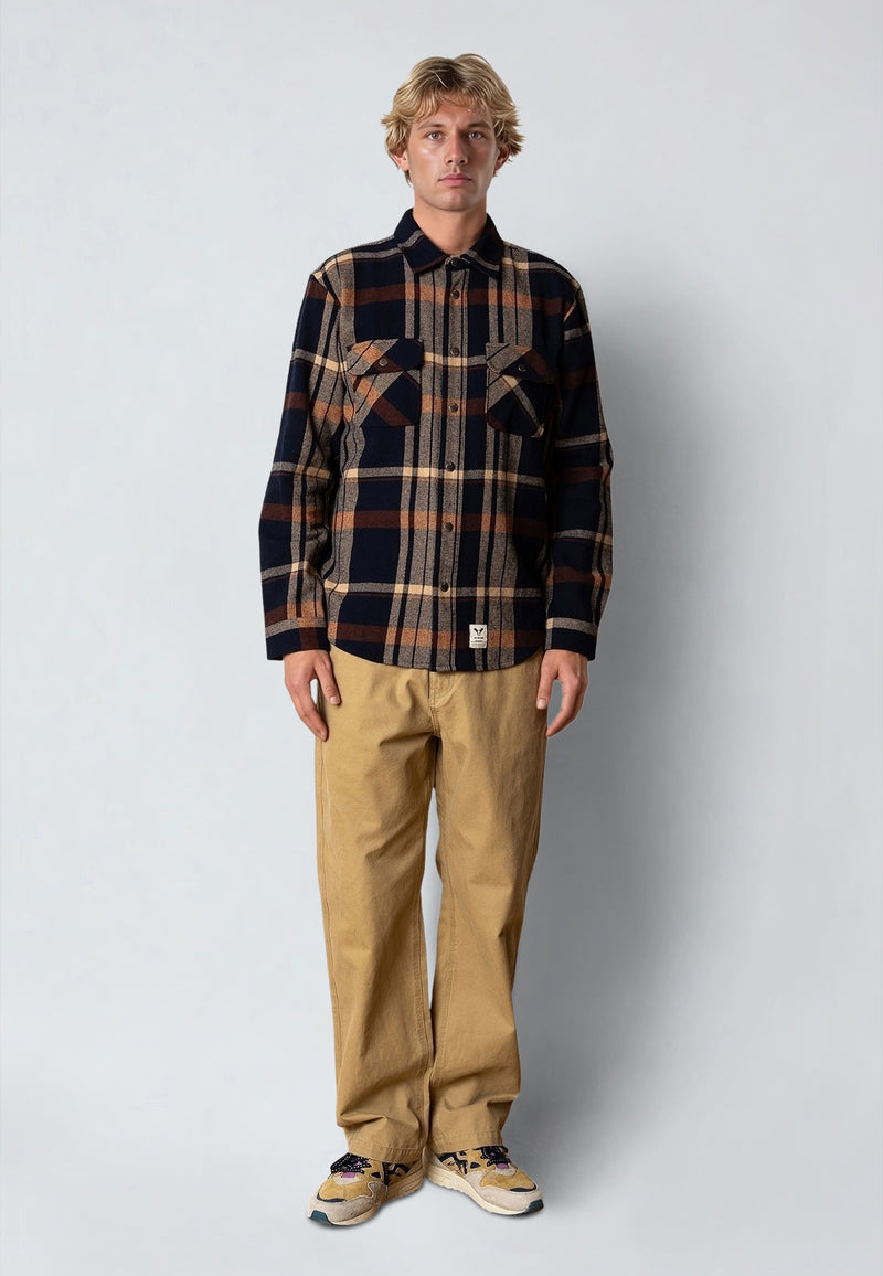 Fat Moose ADRIAN FLANNEL SHIRT Shirts L/S Dark Navy/Ecru