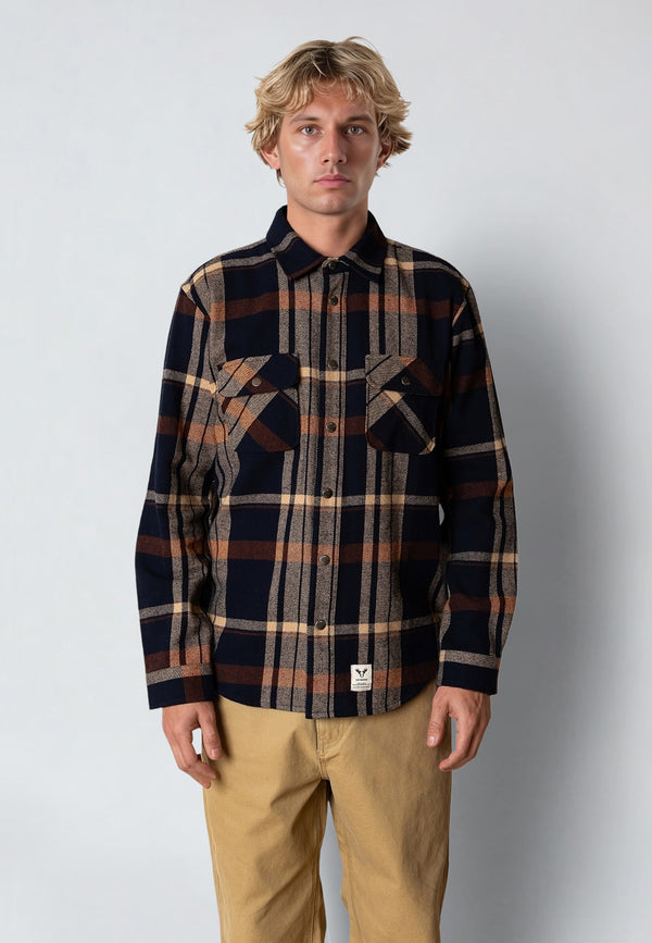 Fat Moose ADRIAN FLANNEL SHIRT Shirts L/S Dark Navy/Ecru