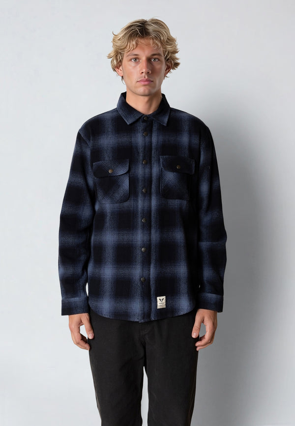 Fat Moose ADRIAN FLANNEL SHIRT Shirts L/S Navy / Dark Navy