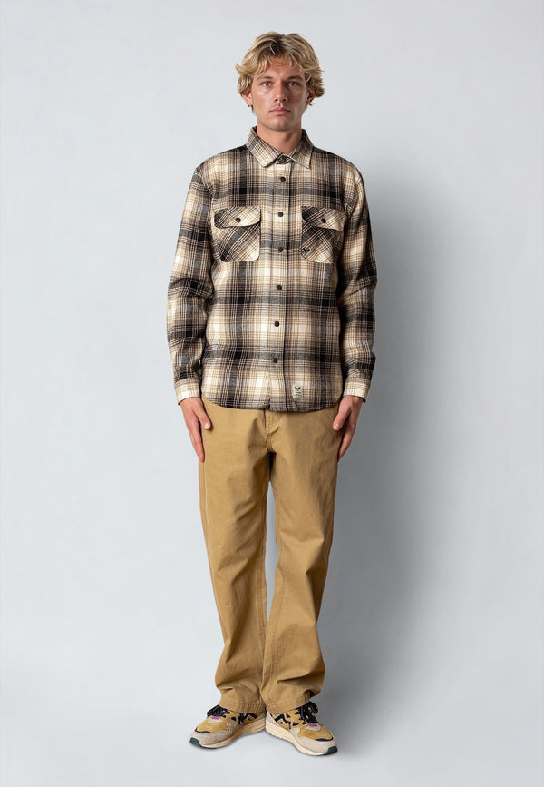 Fat Moose ADRIAN FLANNEL SHIRT Shirts L/S Sand / Black