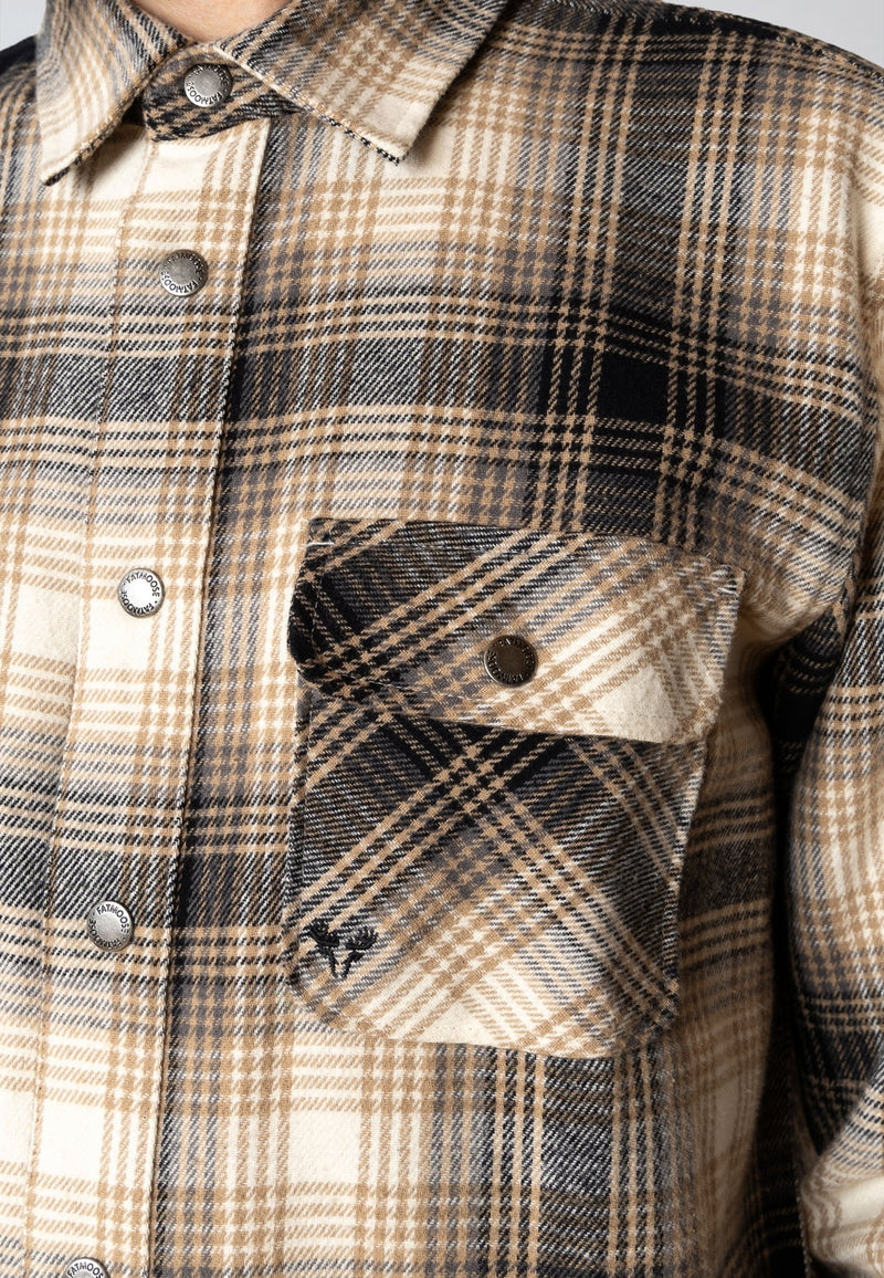 Fat Moose ADRIAN FLANNEL SHIRT Shirts L/S Sand / Black