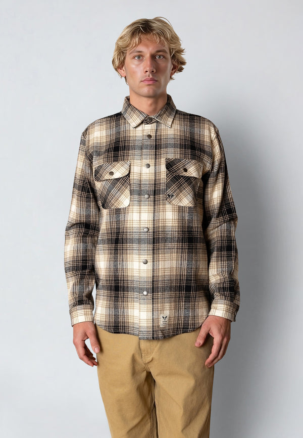 Fat Moose ADRIAN FLANNEL SHIRT Shirts L/S Sand / Black