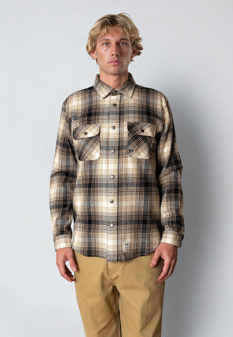 Fat Moose ADRIAN FLANNEL SHIRT Shirts L/S Sand / Black