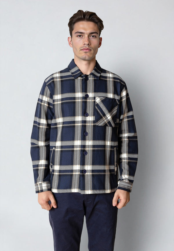 Clean Cut Copenhagen ASHER CHECKED OVERSHIRT Overshirts Navy