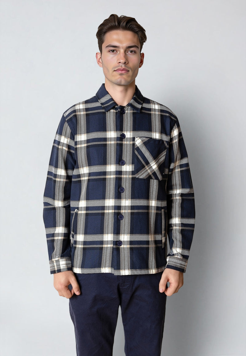 Clean Cut Copenhagen ASHER CHECKED OVERSHIRT Overshirts Navy