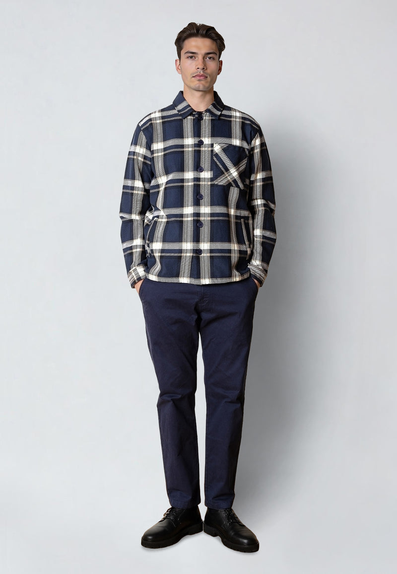 Clean Cut Copenhagen ASHER CHECKED OVERSHIRT Overshirts Navy