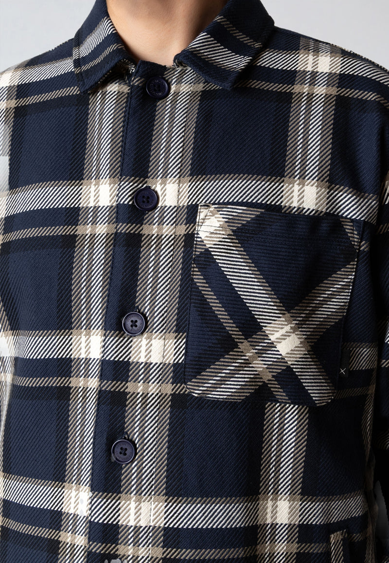 Clean Cut Copenhagen ASHER CHECKED OVERSHIRT Overshirts Navy