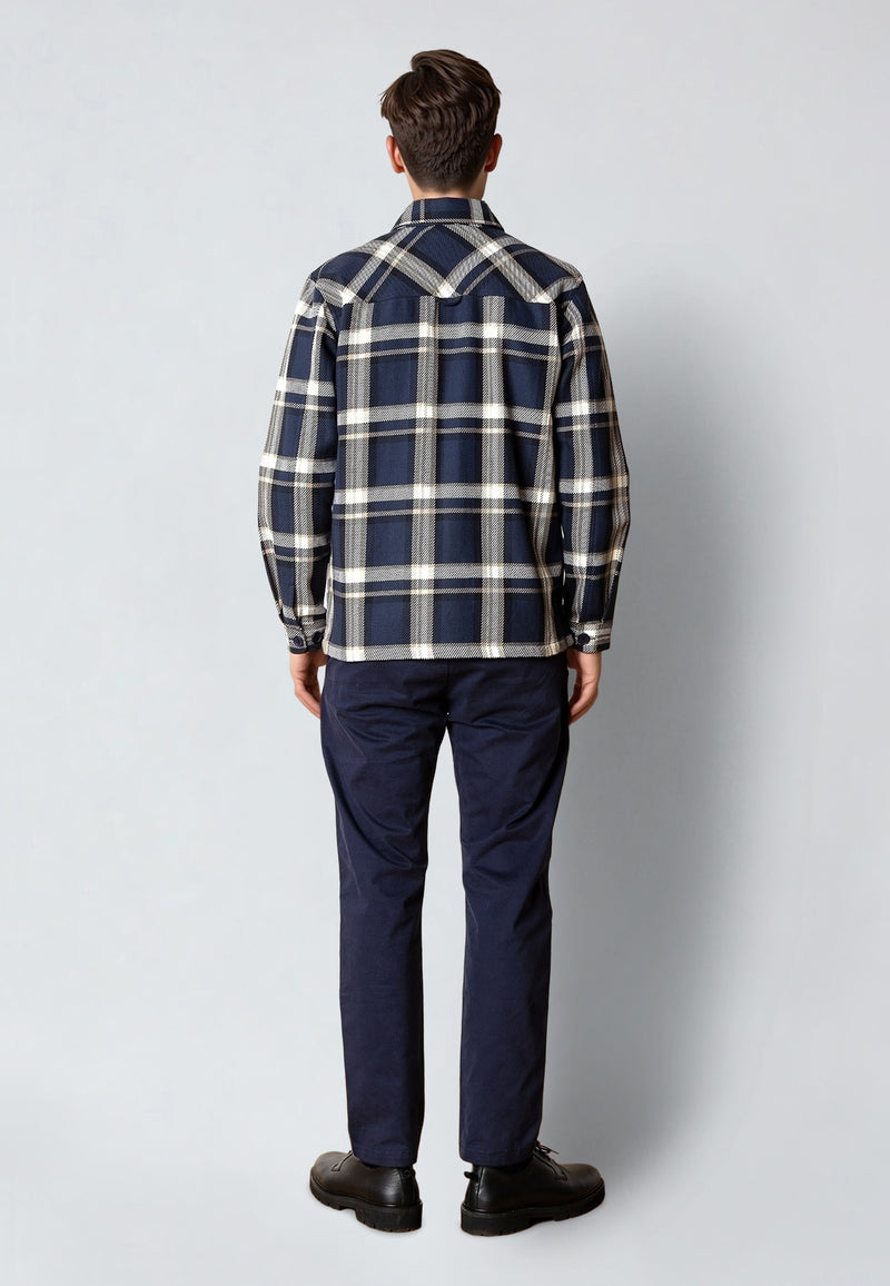 Clean Cut Copenhagen ASHER CHECKED OVERSHIRT Overshirts Navy