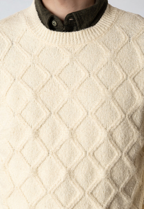 Clean Cut Copenhagen AVERY CABLE KNITTED SWEATER Knit Ecru Melange