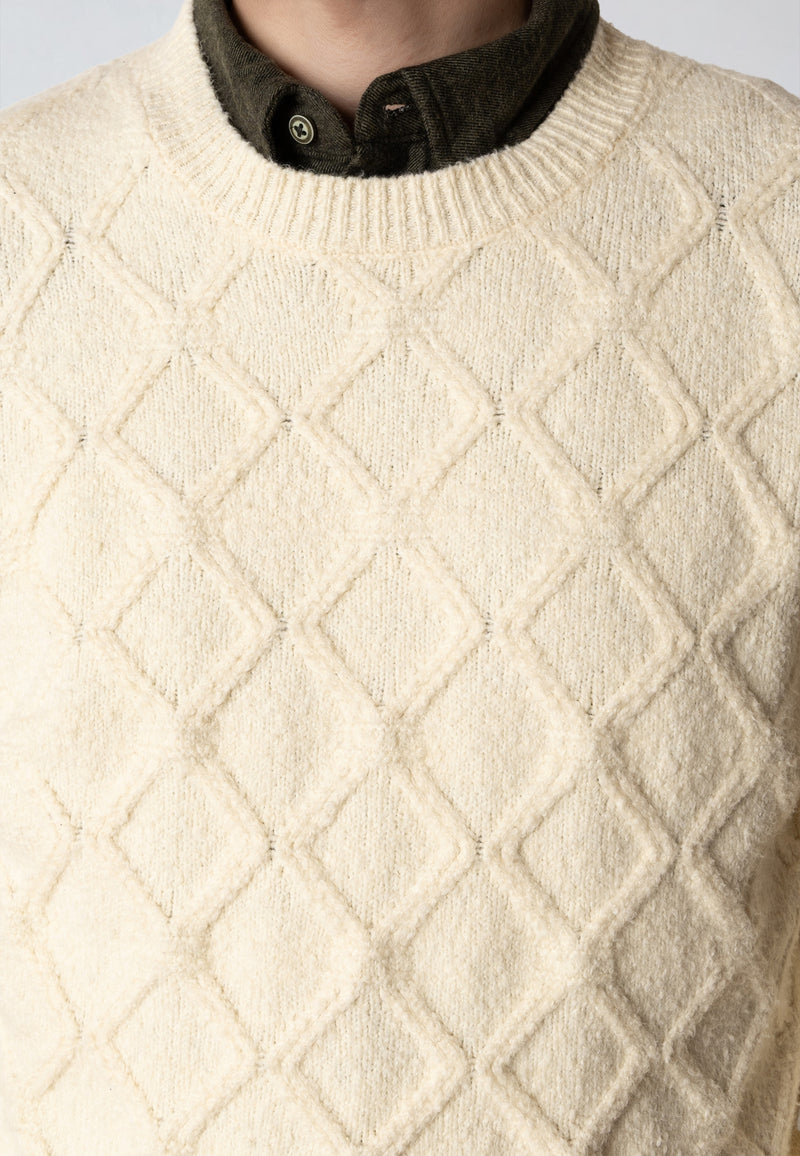 Clean Cut Copenhagen AVERY CABLE KNITTED SWEATER Knit Ecru Melange