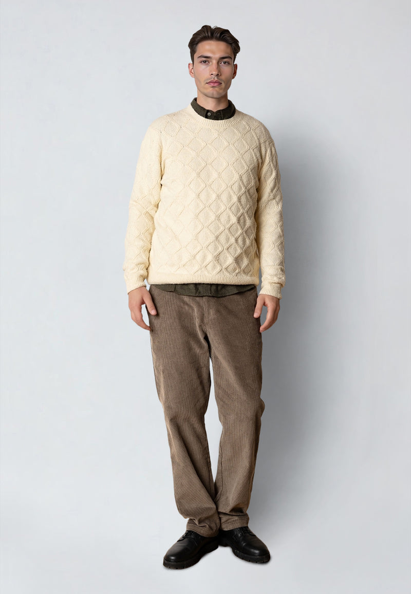 Clean Cut Copenhagen AVERY CABLE KNITTED SWEATER Knit Ecru Melange