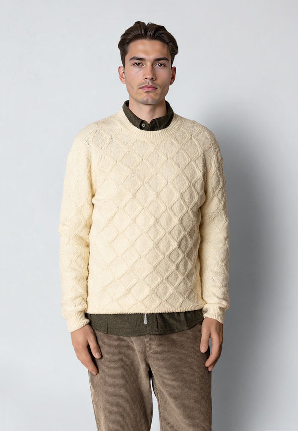 Clean Cut Copenhagen AVERY CABLE KNITTED SWEATER Knit Ecru Melange
