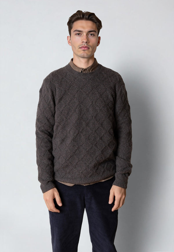 Clean Cut Copenhagen AVERY CABLE KNITTED SWEATER Knit Taube brown melange