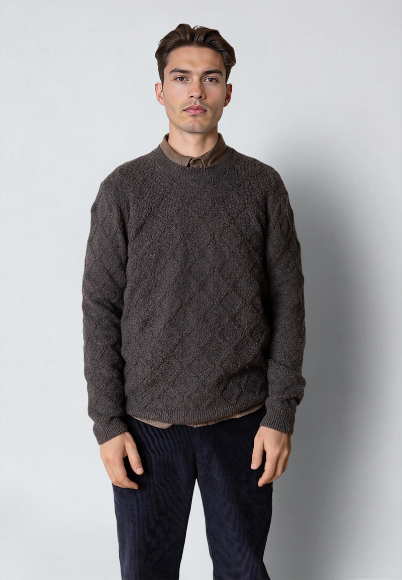 Clean Cut Copenhagen AVERY CABLE KNITTED SWEATER Knit Taube brown melange