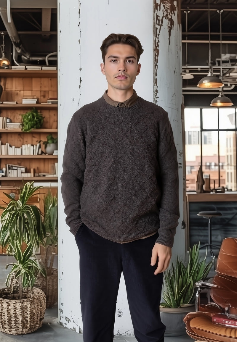 Clean Cut Copenhagen AVERY CABLE KNITTED SWEATER Knit Taube brown melange