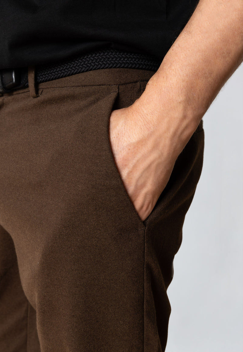 Clean Cut Copenhagen BARCELONA FLANNEL PANT Pants Brown Melange