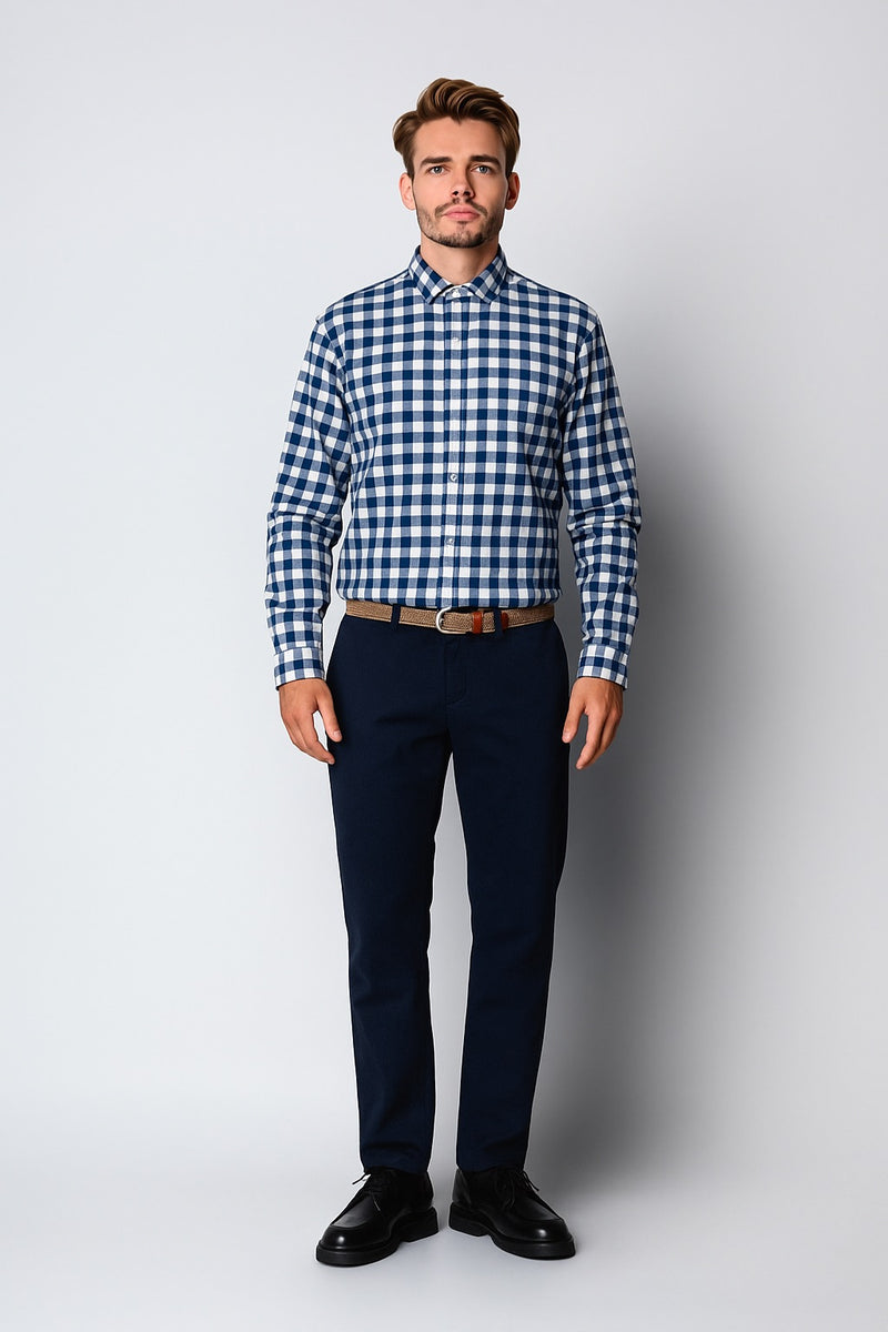Clean Cut Copenhagen BIRKELY SHIRT Shirts L/S Navy Ckecked