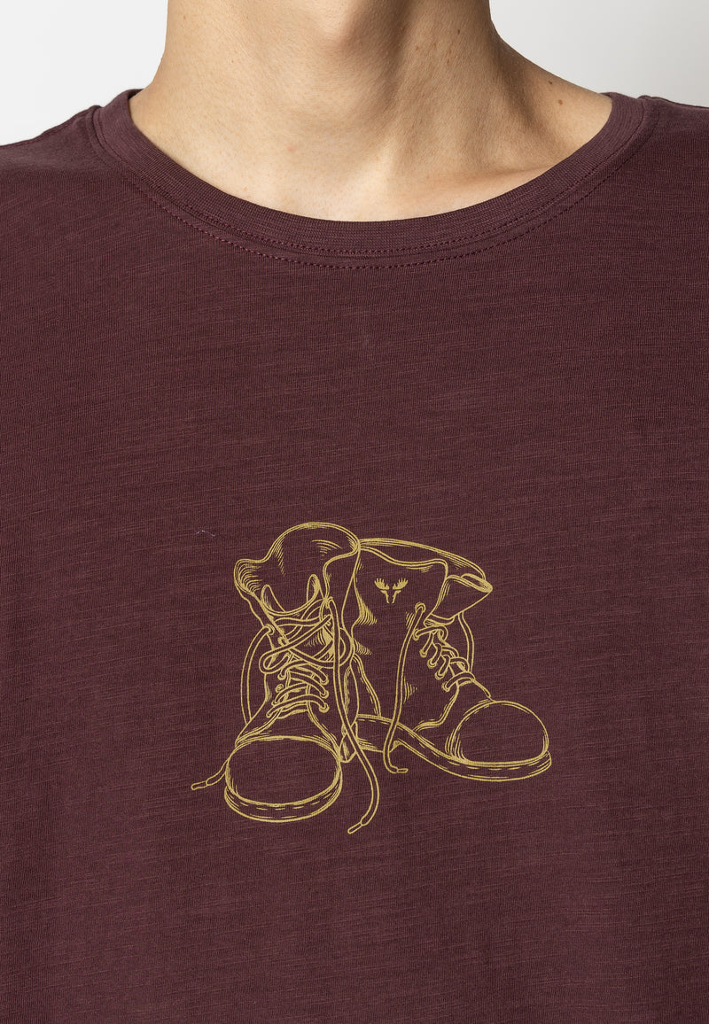Fat Moose BOOT ORGANIC T-SHIRT T-shirts S/S Dark Plum