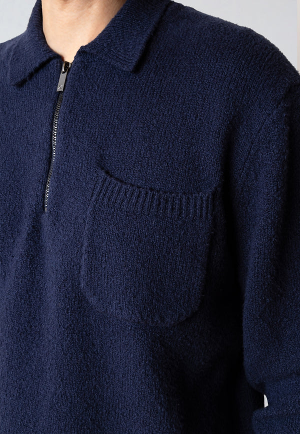 Clean Cut Copenhagen BRYAN KNITTED POLO Knit Navy
