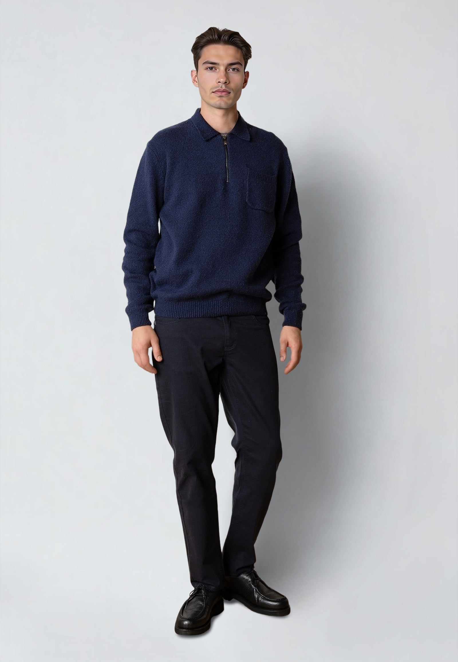 BRYAN KNITTED POLO - Navy – Urban Brands