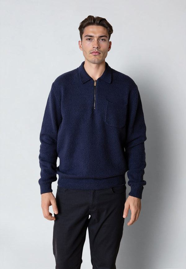 Clean Cut Copenhagen BRYAN KNITTED POLO Knit Navy