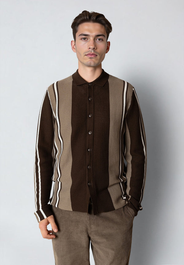 Clean Cut Copenhagen BUCKLEY KNITTED CARDIGAN Knit Dark Brown