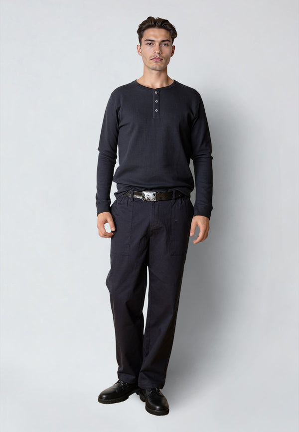 Clean Cut Copenhagen CAL 'GRANDAD' T-SHIRT T-shirts L/S Dark Navy