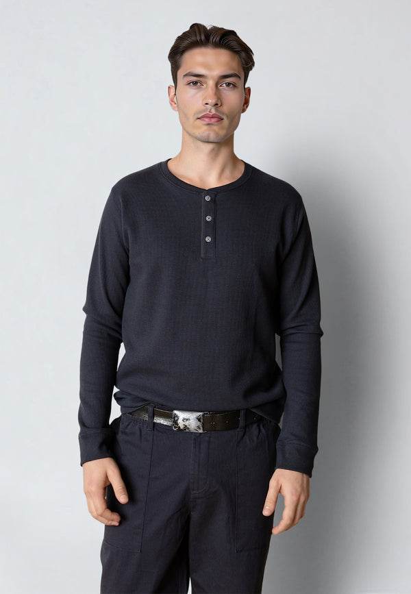 Clean Cut Copenhagen CAL 'GRANDAD' T-SHIRT T-shirts L/S Dark Navy