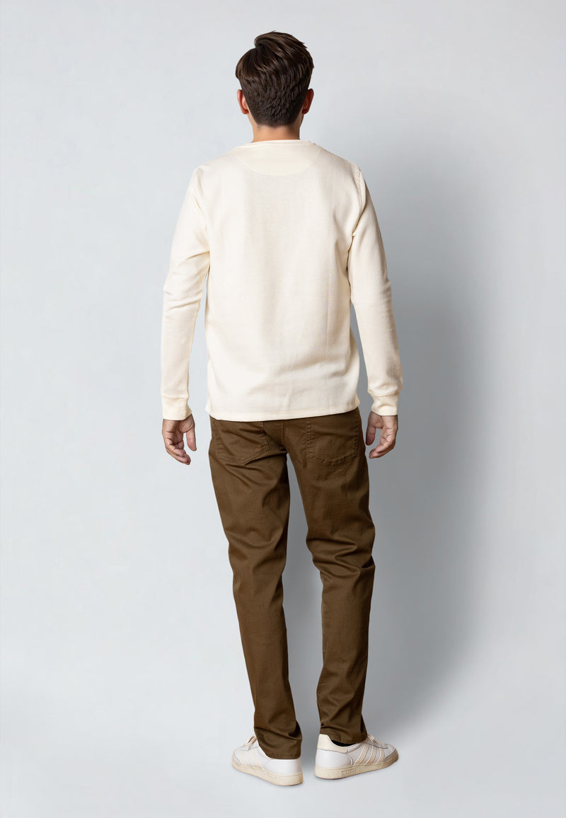 Clean Cut Copenhagen CAL 'GRANDAD' T-SHIRT T-shirts L/S Ecru Melange