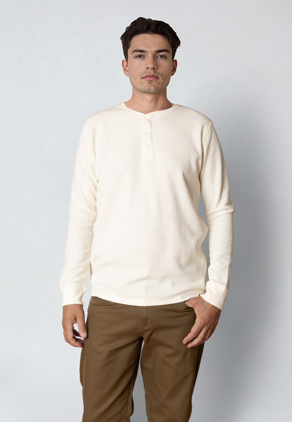 Clean Cut Copenhagen CAL 'GRANDAD' T-SHIRT T-shirts L/S Ecru Melange