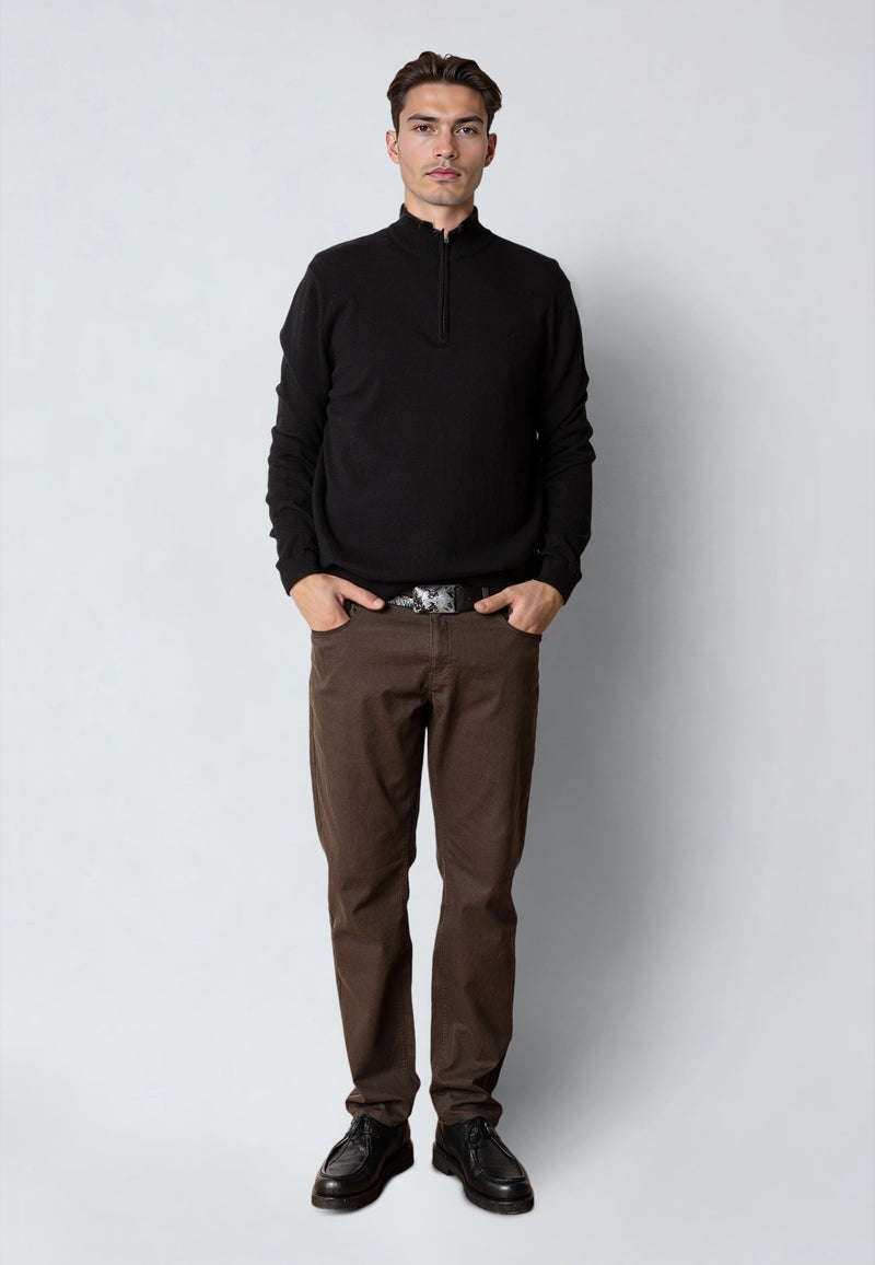 Clean Cut Copenhagen CLAUDE 1/2 ZIP KNITTED JUMPER Knit Black