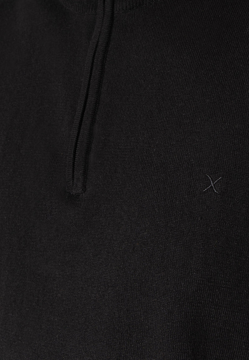 Clean Cut Copenhagen CLAUDE 1/2 ZIP KNITTED JUMPER Knit Black