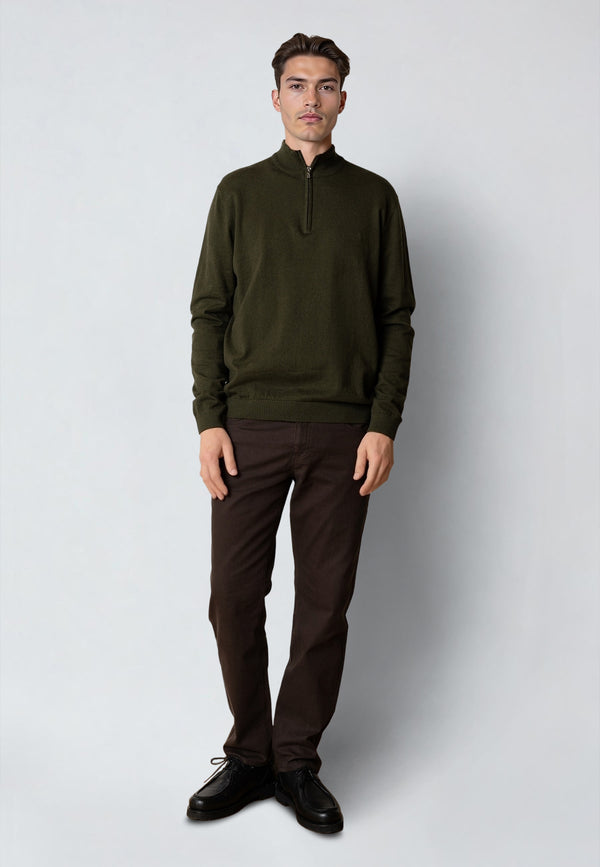 Clean Cut Copenhagen CLAUDE 1/2 ZIP KNITTED JUMPER Knit Rosin melange