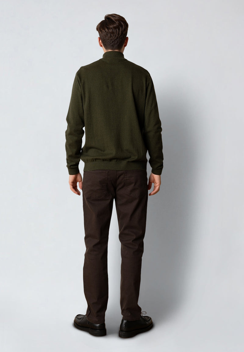 Clean Cut Copenhagen CLAUDE 1/2 ZIP KNITTED JUMPER Knit Rosin melange