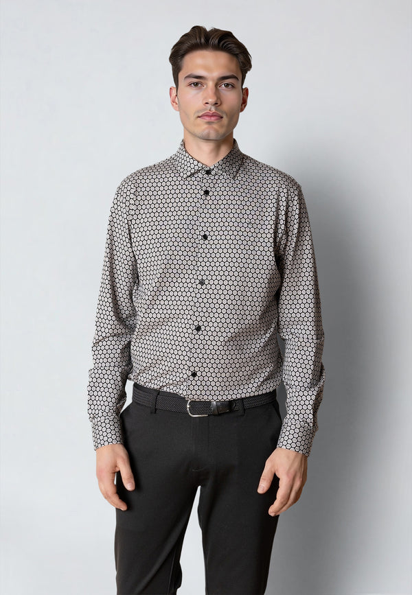 Clean Cut Copenhagen CLEAN CUT PRINTED STRETCH SHIRT Shirts L/S Black