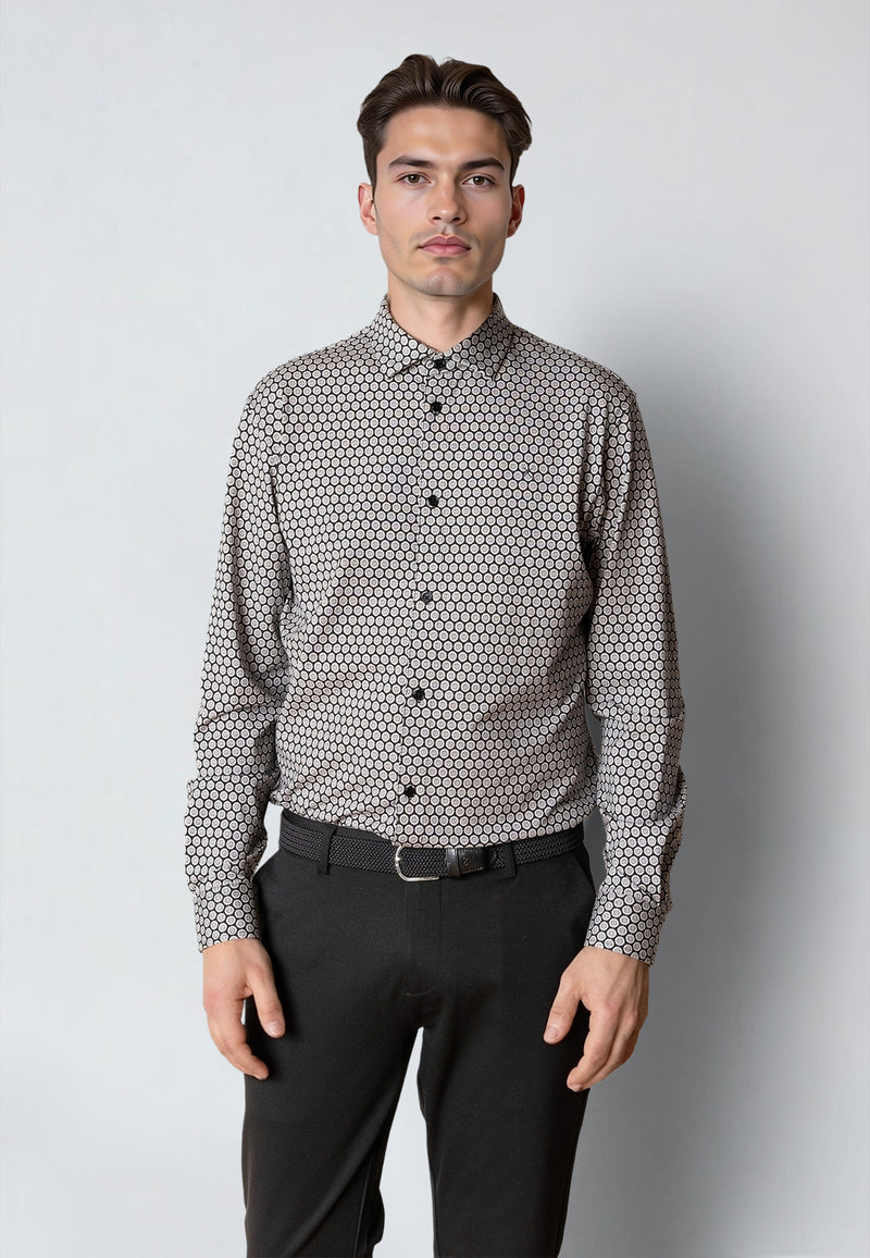 Clean Cut Copenhagen CLEAN CUT PRINTED STRETCH SHIRT Shirts L/S Black