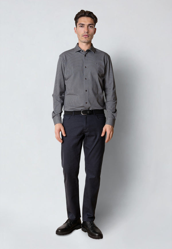 Clean Cut Copenhagen CLEAN CUT PRINTED STRETCH SHIRT Shirts L/S Dark Brown