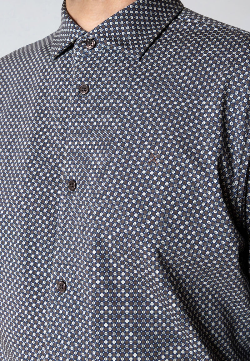 Clean Cut Copenhagen CLEAN CUT PRINTED STRETCH SHIRT Shirts L/S Dark Brown