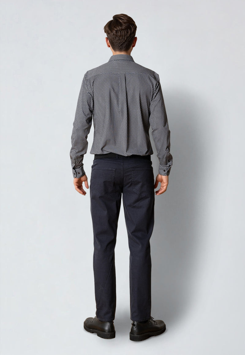 Clean Cut Copenhagen CLEAN CUT PRINTED STRETCH SHIRT Shirts L/S Dark Brown