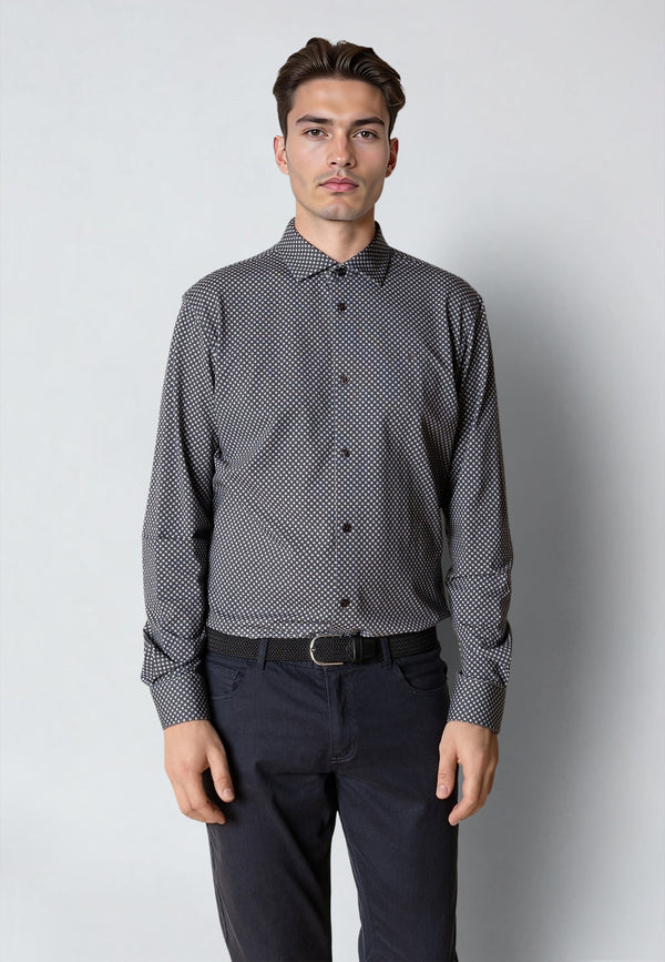 Clean Cut Copenhagen CLEAN CUT PRINTED STRETCH SHIRT Shirts L/S Dark Brown