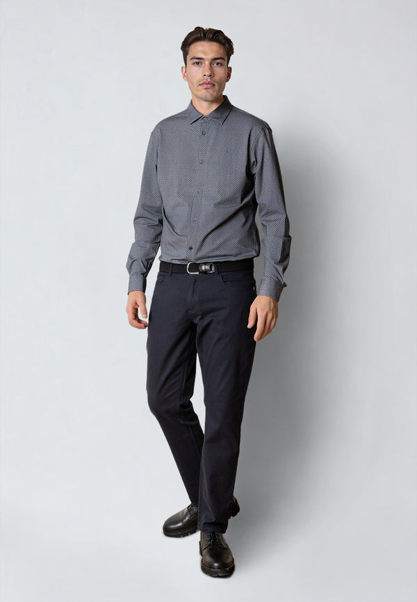 Clean Cut Copenhagen CLEAN CUT PRINTED STRETCH SHIRT Shirts L/S Dark Navy