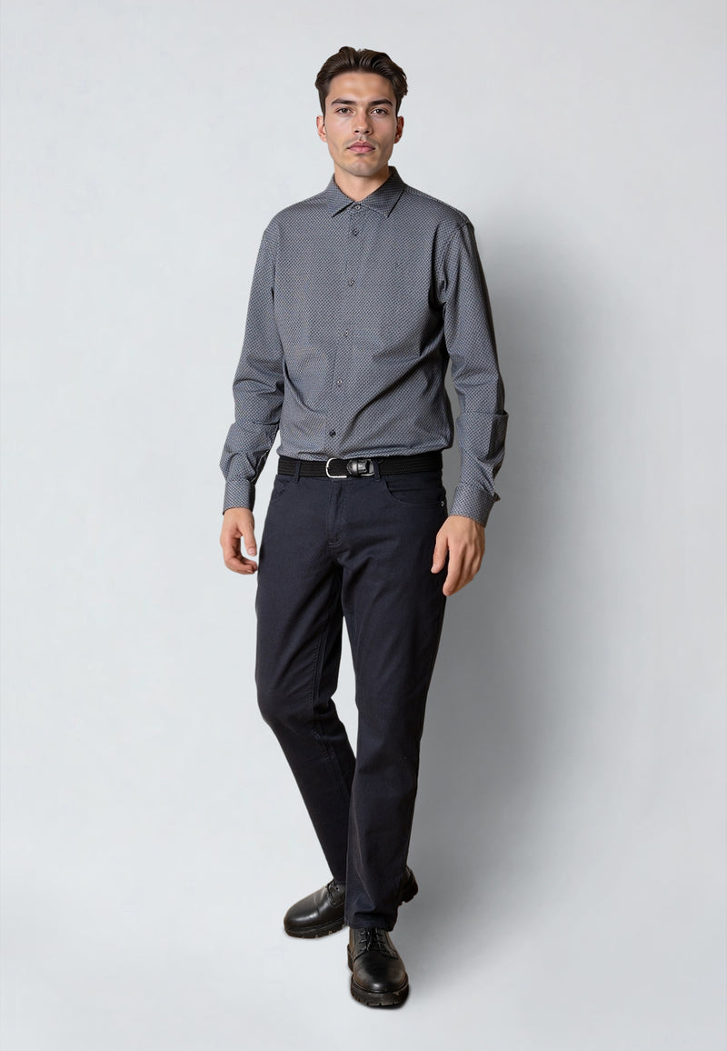 Clean Cut Copenhagen CLEAN CUT PRINTED STRETCH SHIRT Shirts L/S Dark Navy