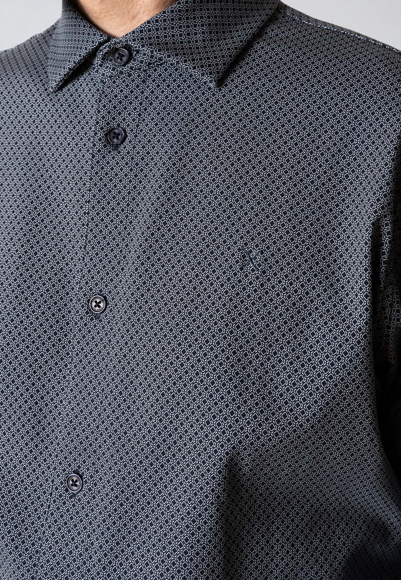Clean Cut Copenhagen CLEAN CUT PRINTED STRETCH SHIRT Shirts L/S Dark Navy
