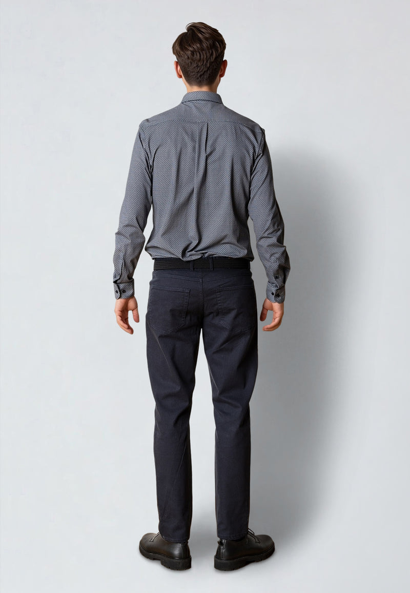 Clean Cut Copenhagen CLEAN CUT PRINTED STRETCH SHIRT Shirts L/S Dark Navy