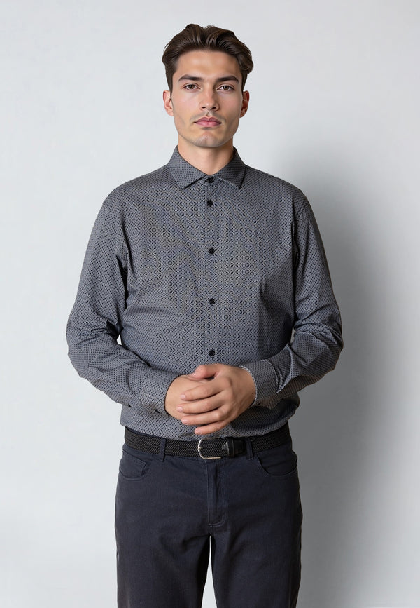 Clean Cut Copenhagen CLEAN CUT PRINTED STRETCH SHIRT Shirts L/S Dark Navy