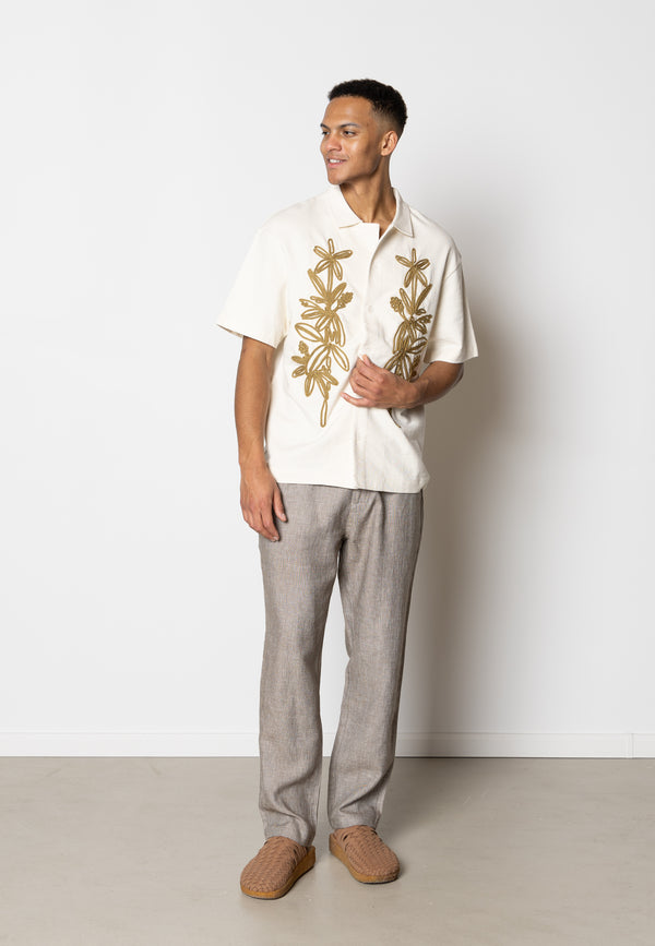 Clean Cut Copenhagen Calton embroidery shirt Shirts S/S Ecru